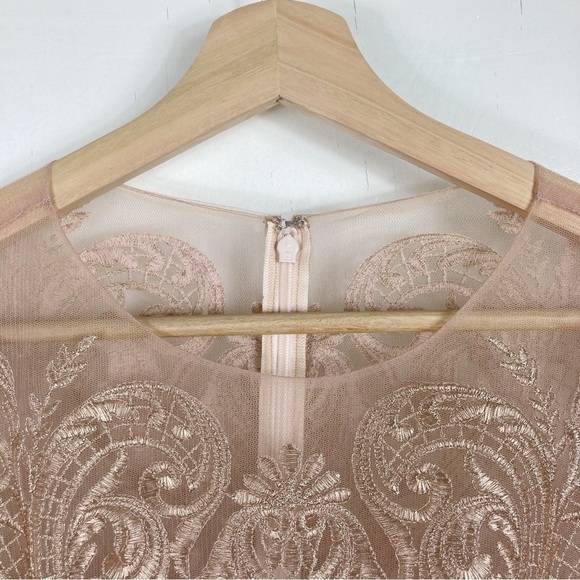 Marchesa Notte Metallic Filigree Embroidered Gown - Picture 4 of 13